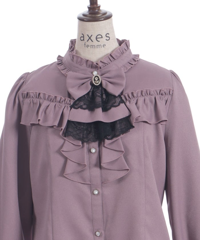 Ribbon & Jabot Brooch Blouse