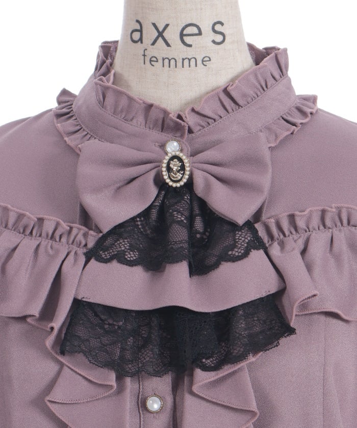 Ribbon & Jabot Brooch Blouse