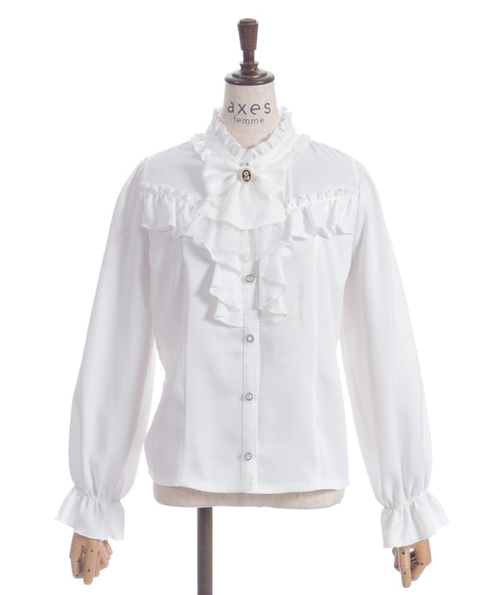 Ribbon & Jabot Brooch Blouse