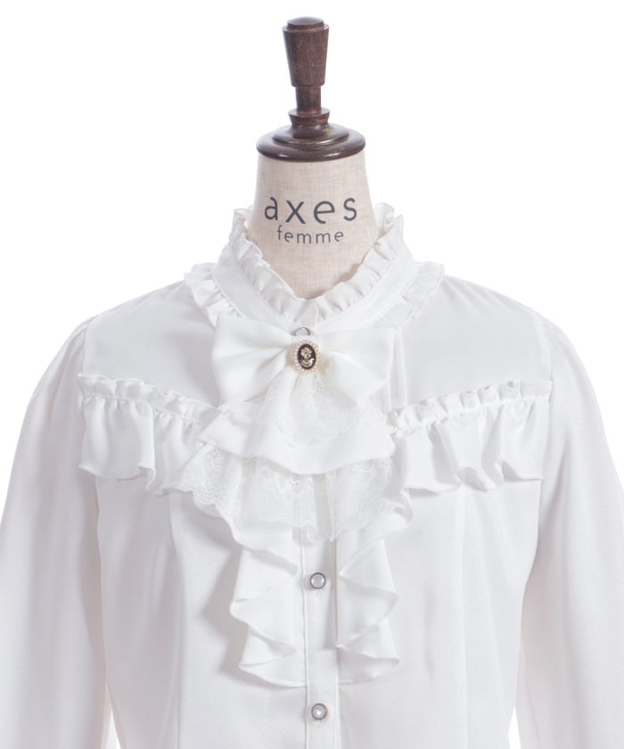Ribbon & Jabot Brooch Blouse