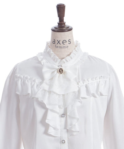 Ribbon & Jabot Brooch Blouse