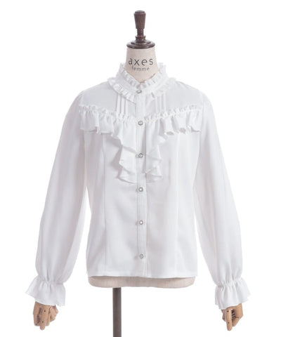 Ribbon & Jabot Brooch Blouse