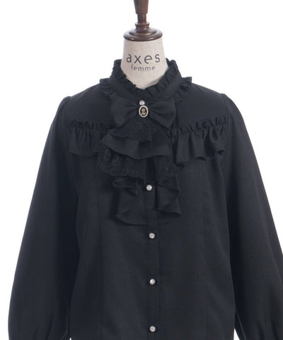 Ribbon & Jabot Brooch Blouse