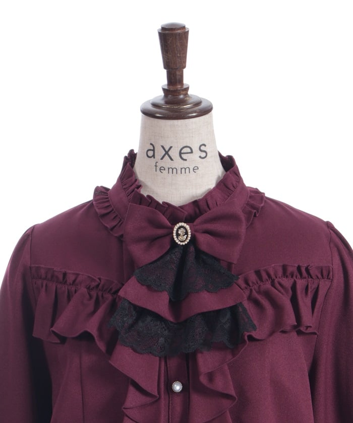Ribbon & Jabot Brooch Blouse