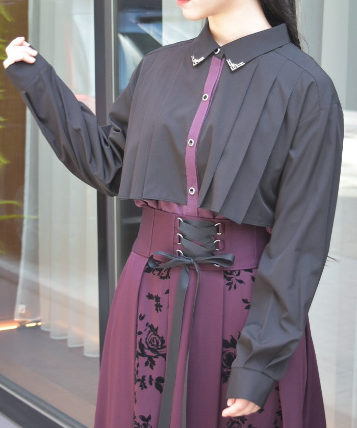 Bicolor Blouse with Metal Parts