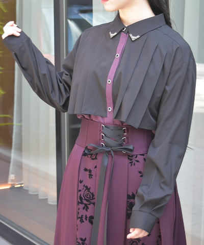 Bicolor Blouse with Metal Parts