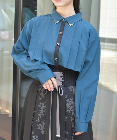 Bicolor Blouse with Metal Parts