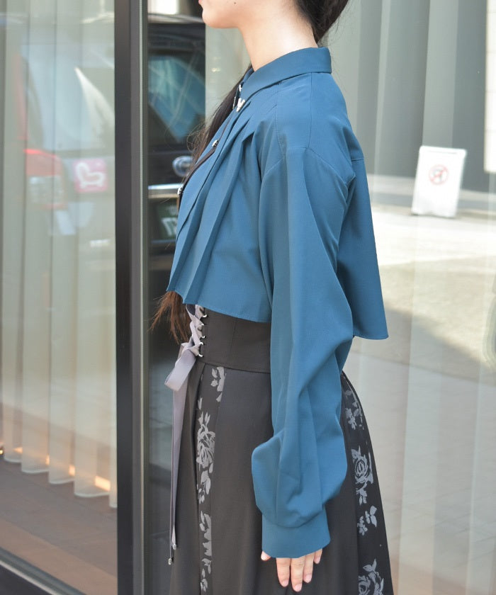 Bicolor Blouse with Metal Parts