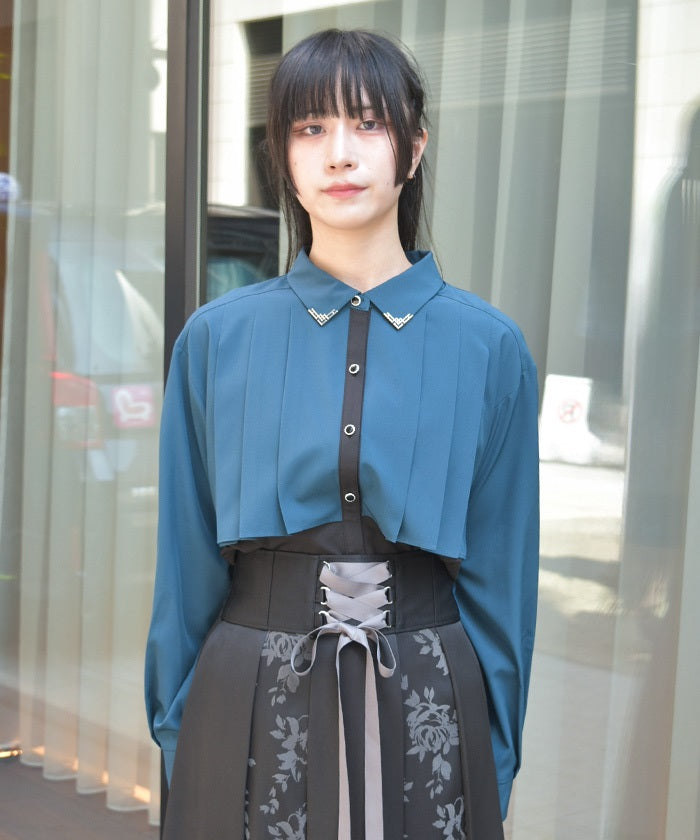 Bicolor Blouse with Metal Parts