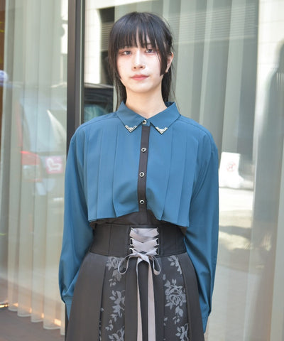 Bicolor Blouse with Metal Parts