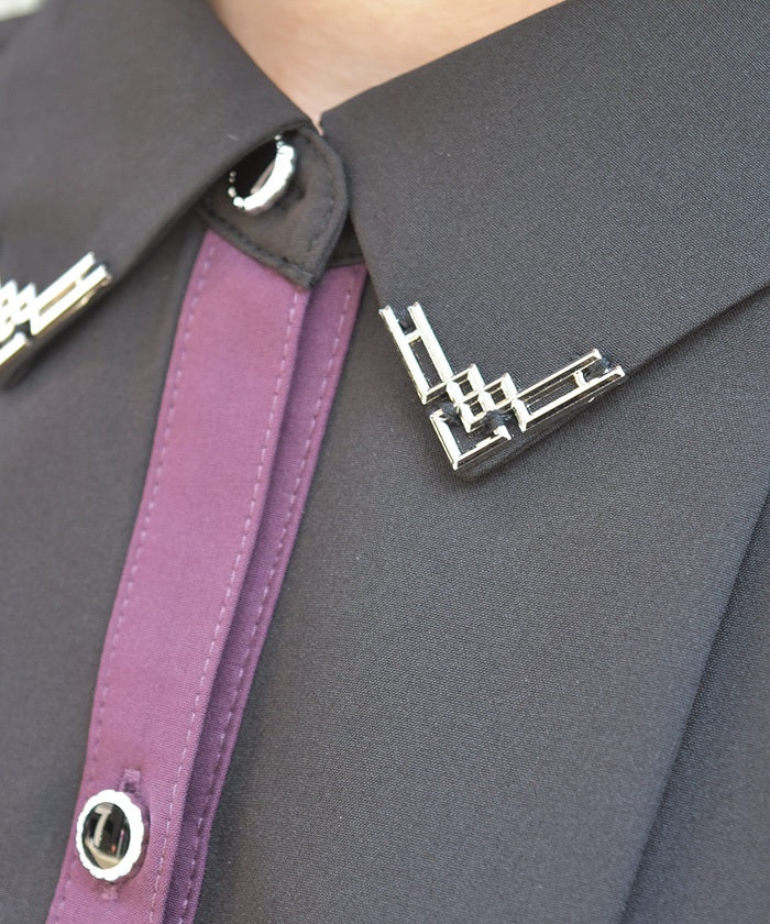 Bicolor Blouse with Metal Parts