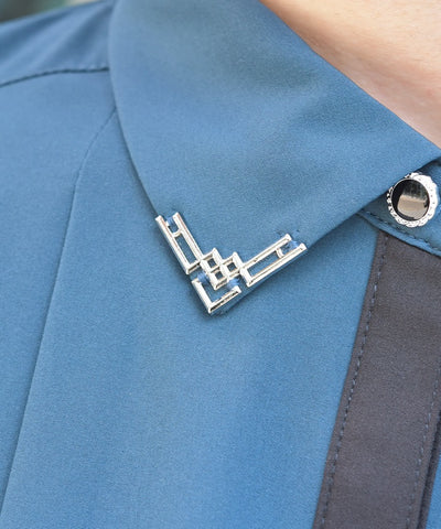 Bicolor Blouse with Metal Parts