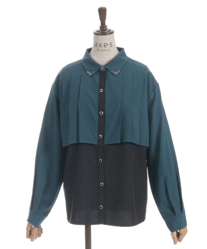 Bicolor Blouse with Metal Parts