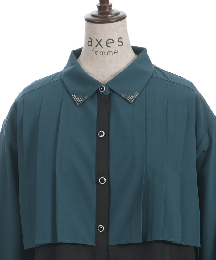 Bicolor Blouse with Metal Parts