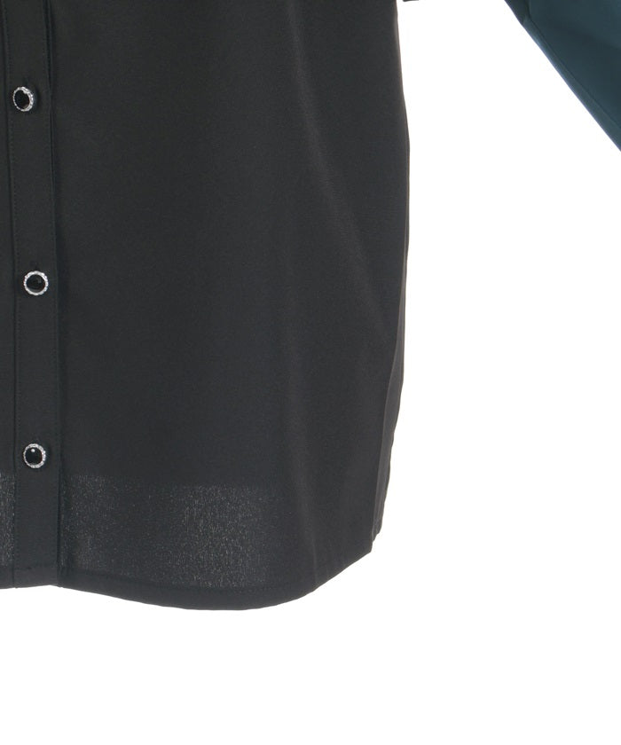 Bicolor Blouse with Metal Parts