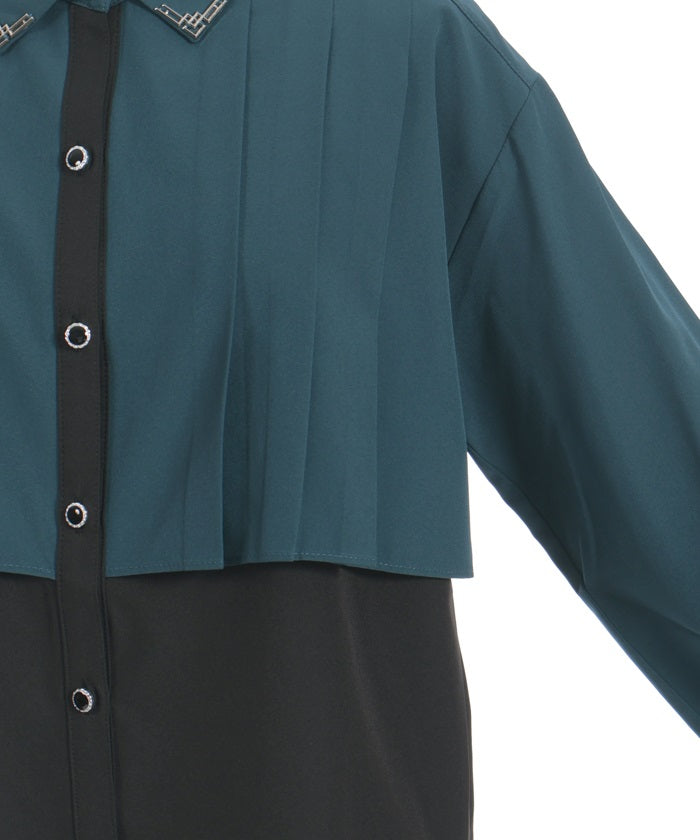 Bicolor Blouse with Metal Parts