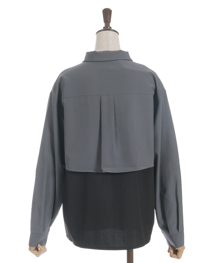 Bicolor Blouse with Metal Parts