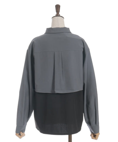 Bicolor Blouse with Metal Parts