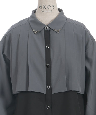 Bicolor Blouse with Metal Parts