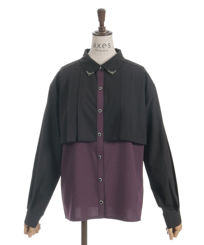 Bicolor Blouse with Metal Parts