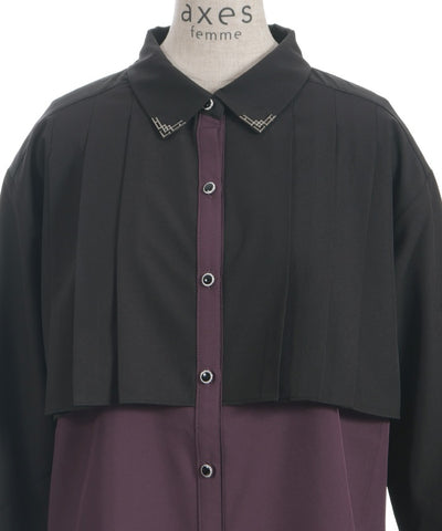 Bicolor Blouse with Metal Parts