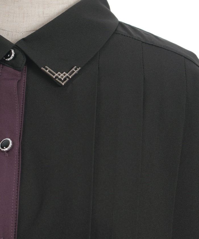 Bicolor Blouse with Metal Parts