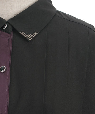 Bicolor Blouse with Metal Parts