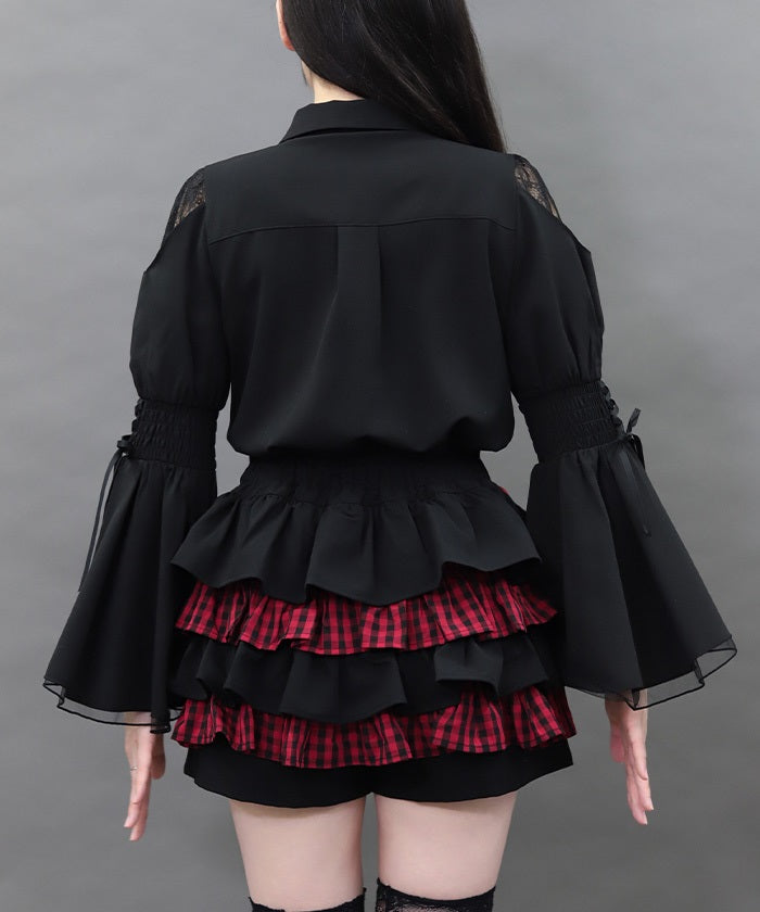 Frill Ribbon Flare Sleeve Blouse – axes femme from JAPAN