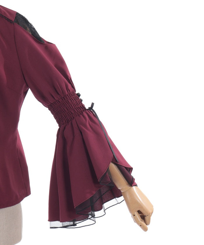 Frill Ribbon Flare Sleeve Blouse – axes femme from JAPAN