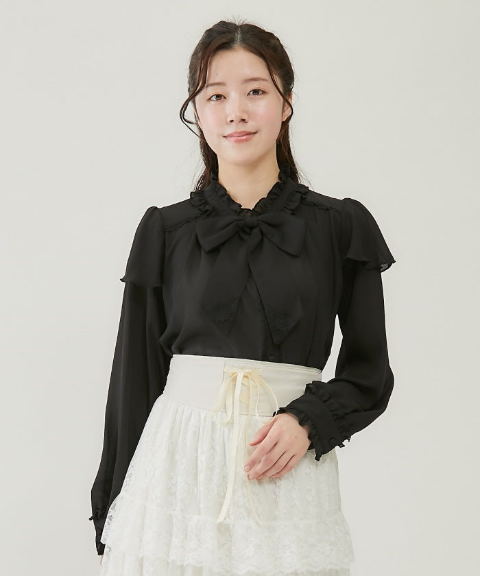 Ribbon Brooch Set Blouse