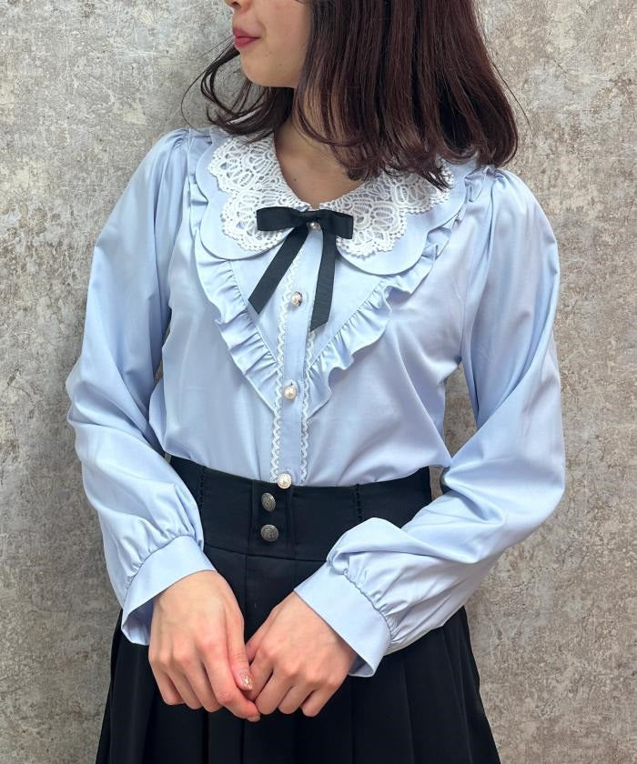 Lace Big Collar Blouse – axes femme from JAPAN