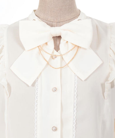 Frill Long Sleeve Blouse with Ribbon