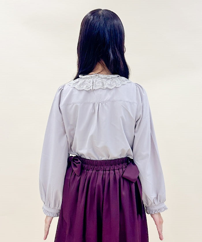 Ribbon Collar Frill Blouse