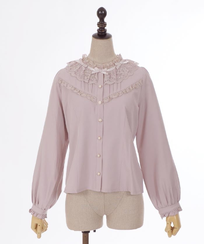 Ribbon Collar Frill Blouse