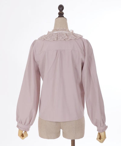 Ribbon Collar Frill Blouse