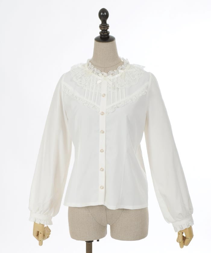 Ribbon Collar Frill Blouse