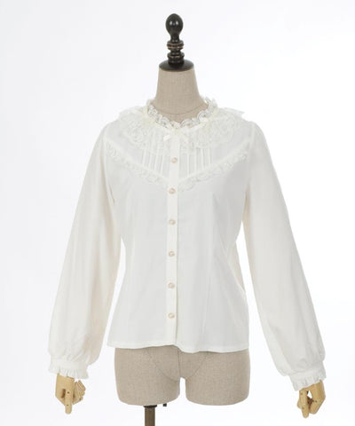 Ribbon Collar Frill Blouse