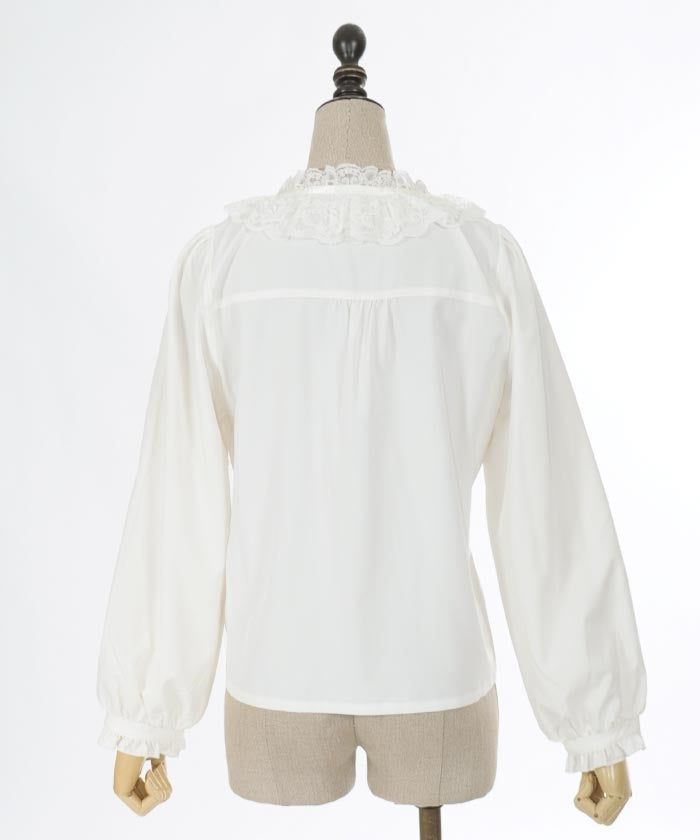 Ribbon Collar Frill Blouse