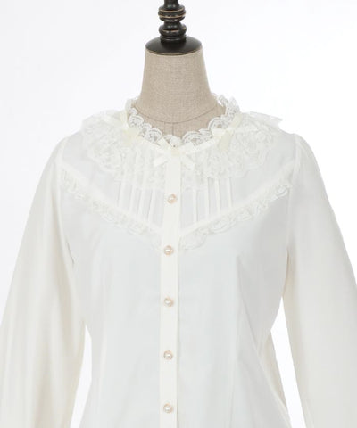 Ribbon Collar Frill Blouse