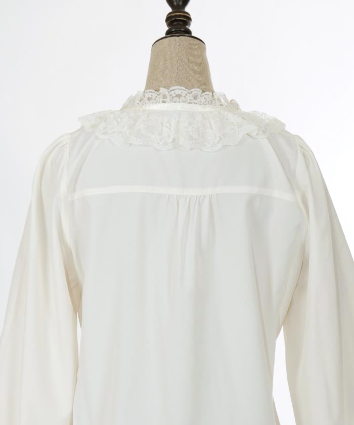 Ribbon Collar Frill Blouse