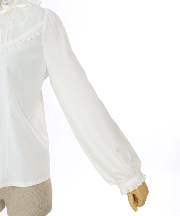 Ribbon Collar Frill Blouse