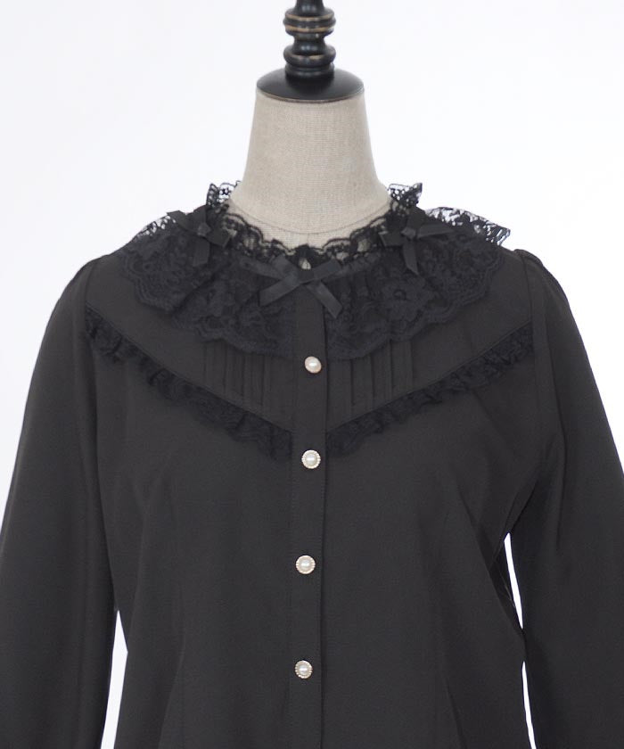 Ribbon Collar Frill Blouse