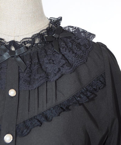 Ribbon Collar Frill Blouse