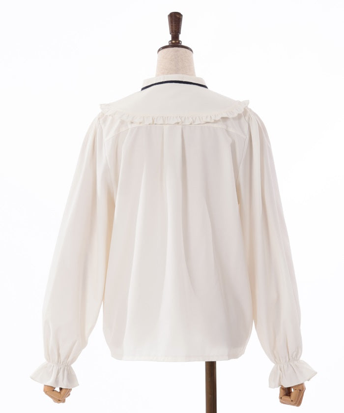 Bouquet Embroidery Frill Collar Blouse