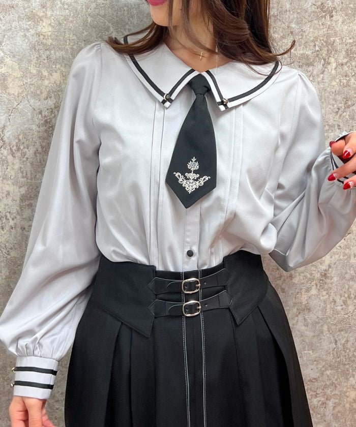 Blouse with Embroidery Tie