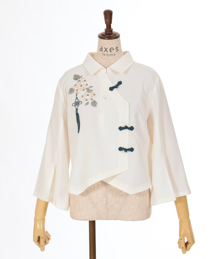 Jasmine Embroidery Chinese Blouse – axes femme from JAPAN