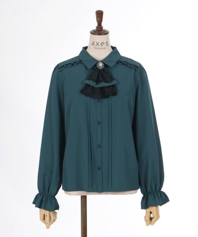 Blouse with Cameo & Jabot Brooch