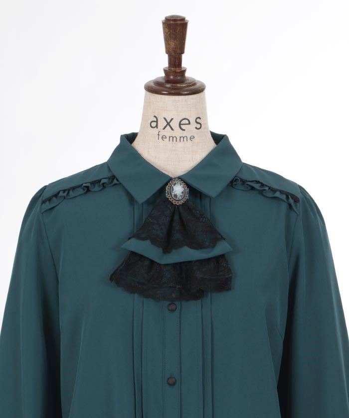 Blouse with Cameo & Jabot Brooch