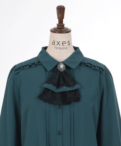 Blouse with Cameo & Jabot Brooch