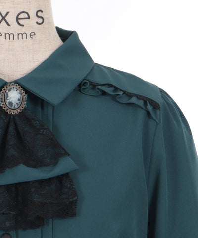 Blouse with Cameo & Jabot Brooch